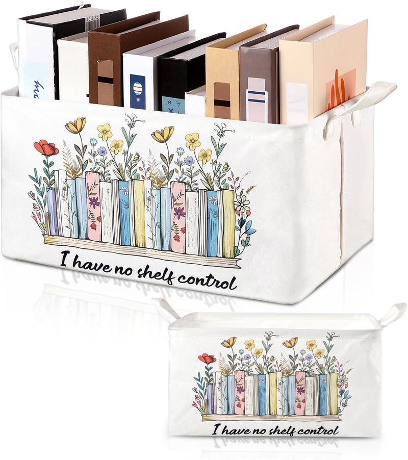 Marsui Book Lover Gifts TBR Book Storage Basket to Be Read List Storage Bin Bookish Accessories Bookworm Gift for Club Members Student Teacher Reading Accessories (Multicolor,I Have No Shelf Control) - Image 1